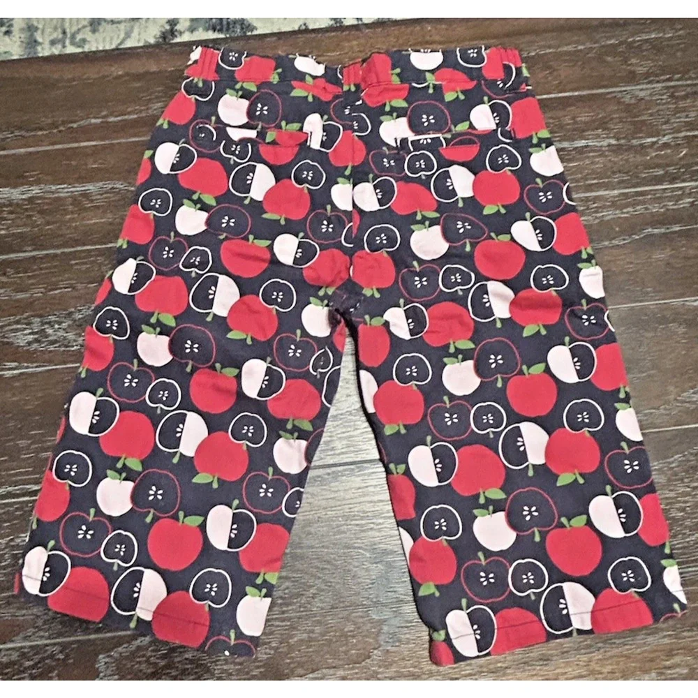 Gymboree Girls Apple Print Bermuda Shorts Size 9 Navy Cotton
